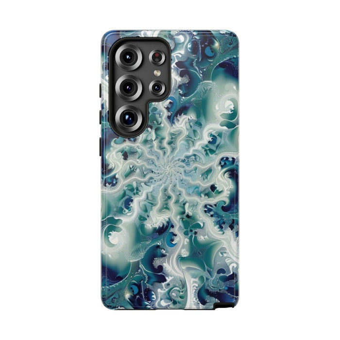 Blauw-Groene Fractalwerveling met Glans