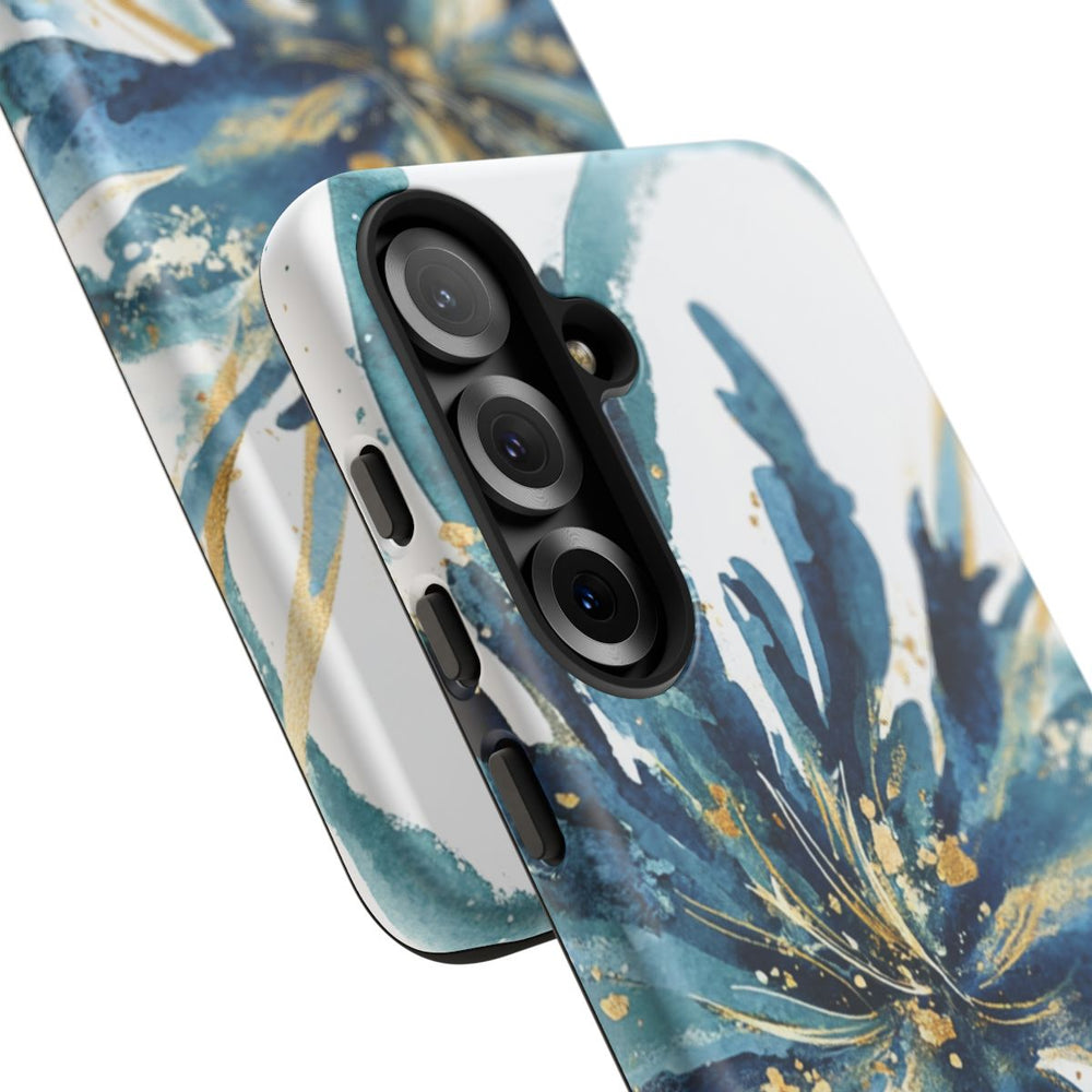 Abstracte Blauwe Bloemen Waterverf Design