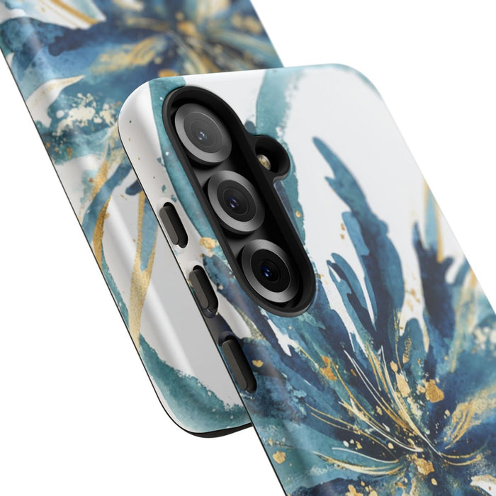 Abstracte Blauwe Bloemen Waterverf Design