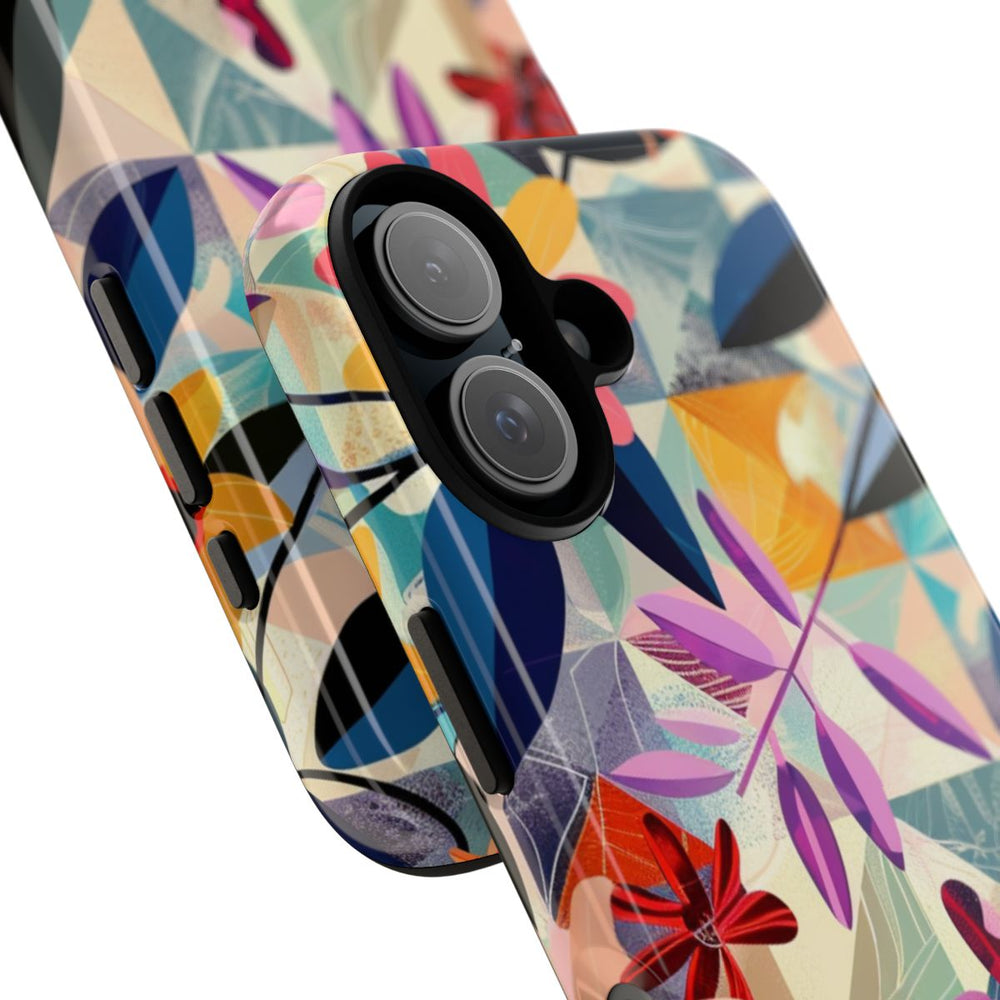 Kleurrijk Bloemenmotief met Geometrisch Patroon