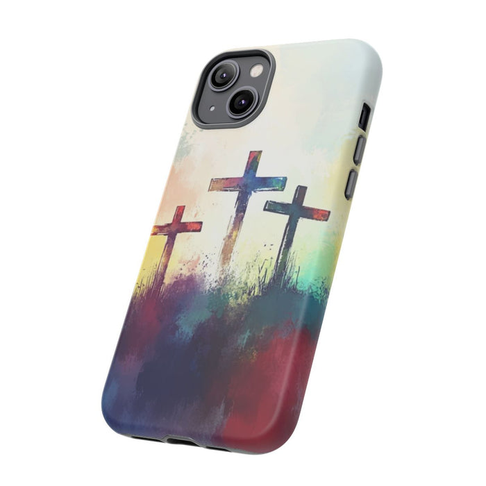 Drie Kruisen in Abstracte Waterverf