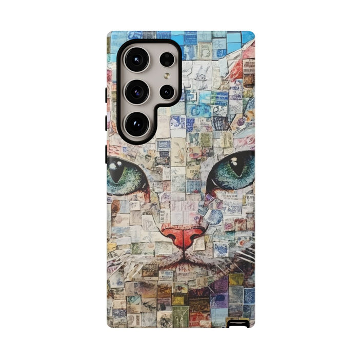 Kattengezicht Collage met Blauwe Achtergrond
