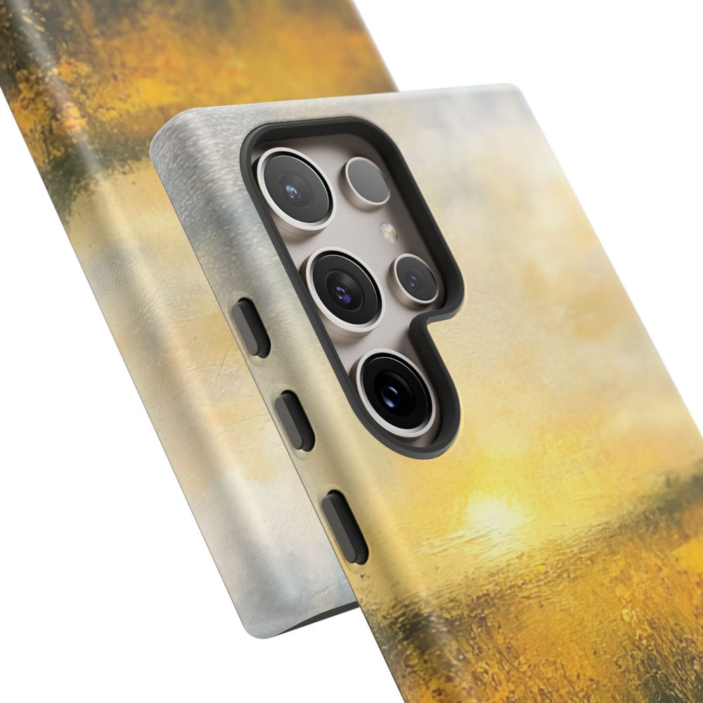 Zonnig Veld met Gele Bloemen bij Zonsondergang