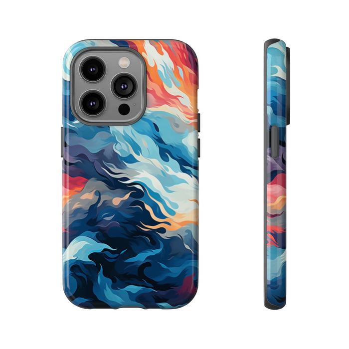 Abstracte Oceaangolven met Vurige Kleuren