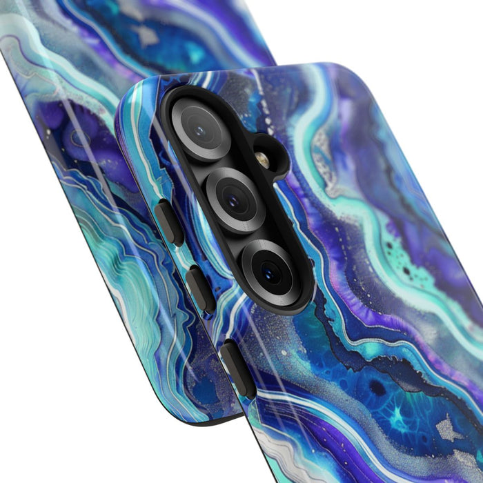 Blauw en Turquoise Geode Wervelpatroon