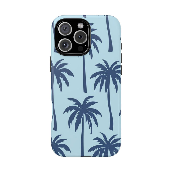 Donkerblauw Palmboompatroon