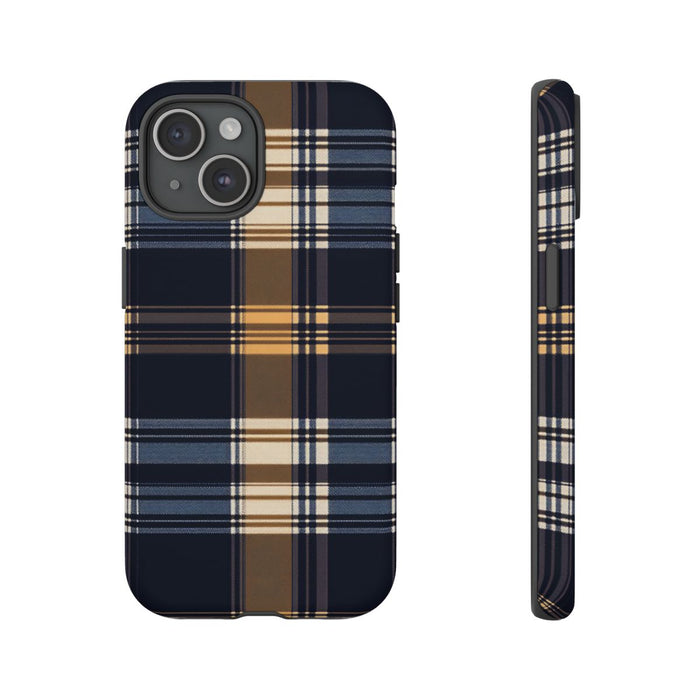 Caramel en Donkerblauw Geruit Patroon
