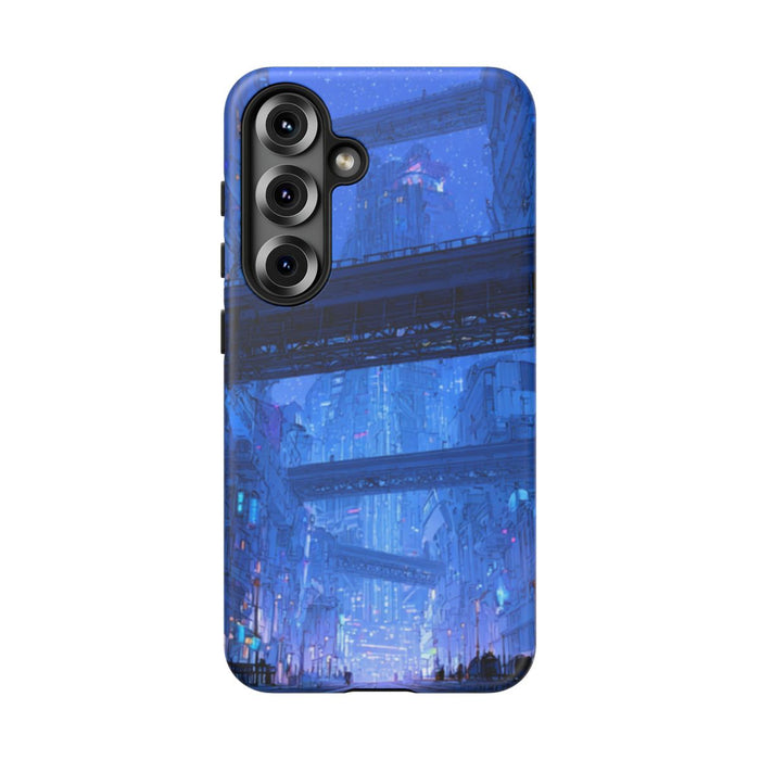 Futuristische Blauwe Stadsstraat