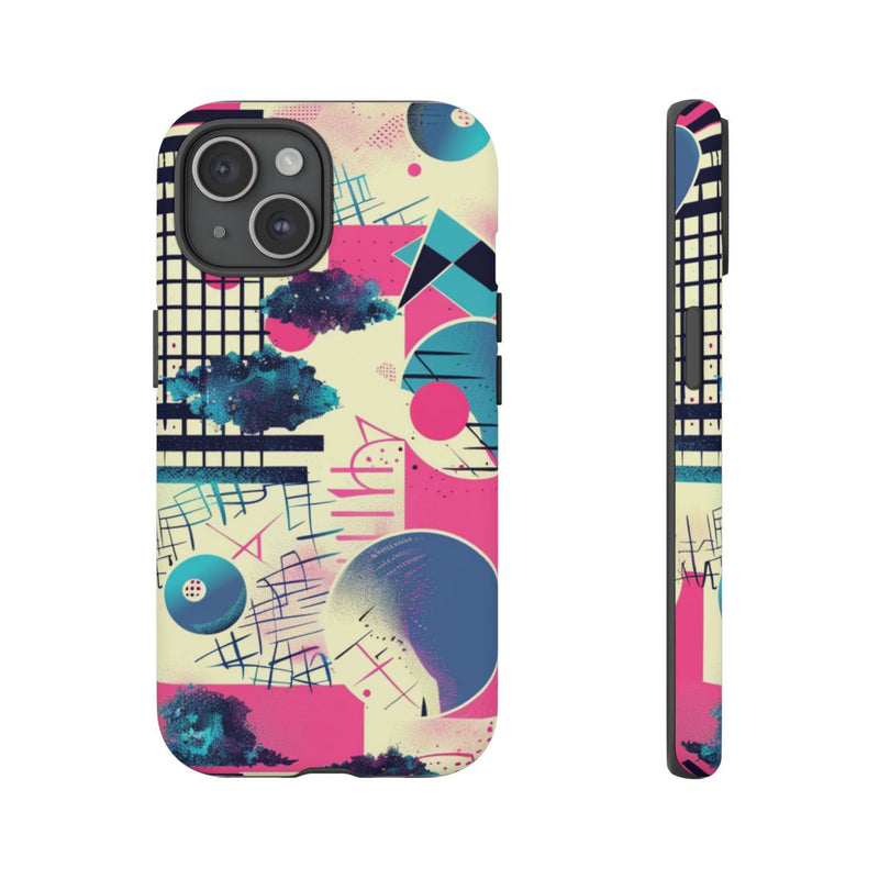 Abstract Geometrisch Patroon in Roze en Blauw