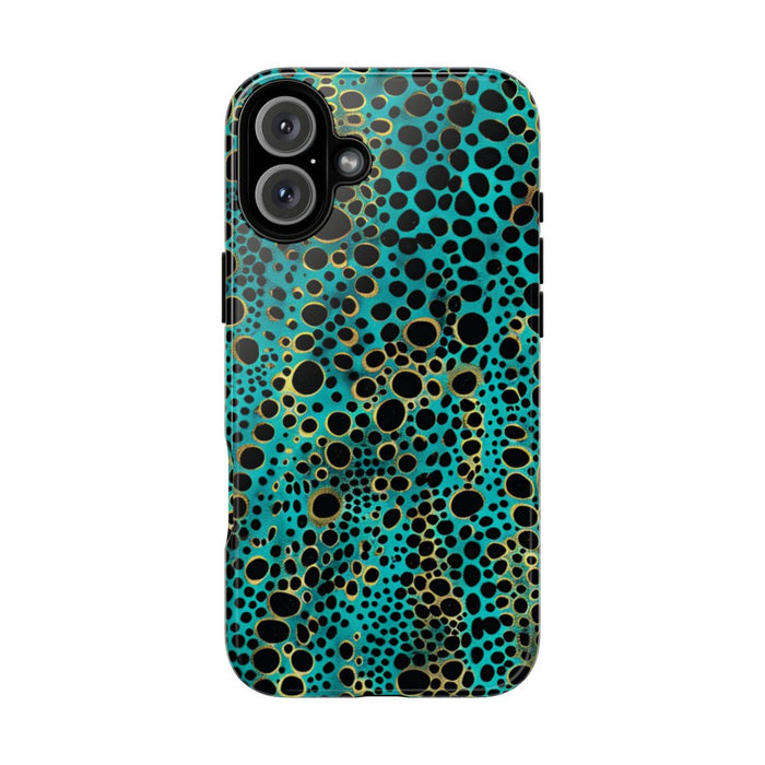 Turquoise en Zwart Abstract Stippenpatroon
