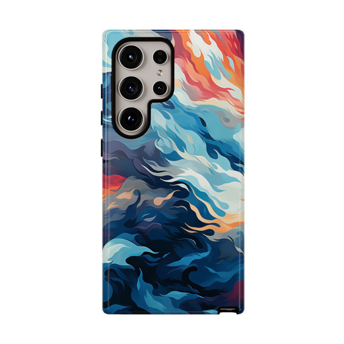 Abstracte Oceaangolven met Vurige Kleuren