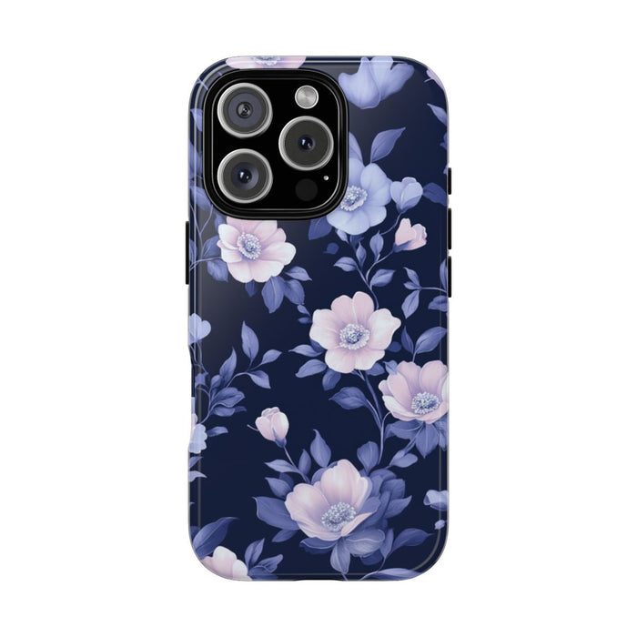 Elegant Blauw-Roze Bloemenpatroon