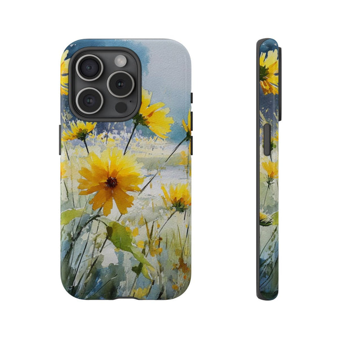 Gele Zonnebloemen in Pastelkleurig Landschap