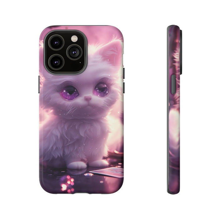 Witte Fluffy Kat met Paarse Ogen