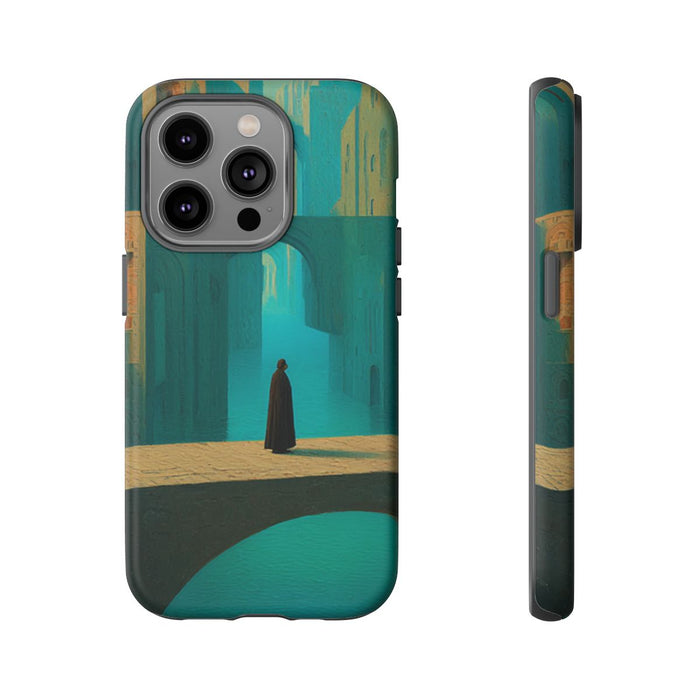 Sprookjesachtige Stadsgezicht met Brug en Silhouet