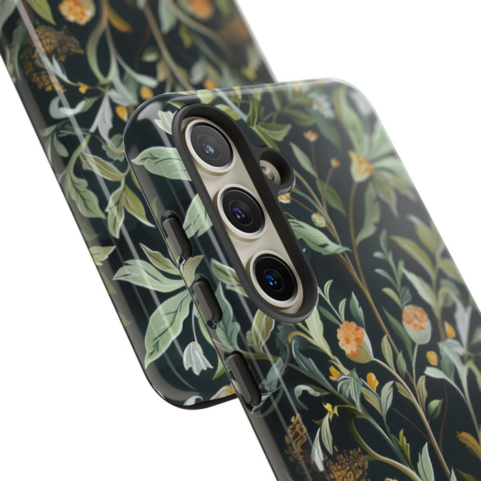 Gedetailleerde Botanische Illustratie met Oranje Bloemen