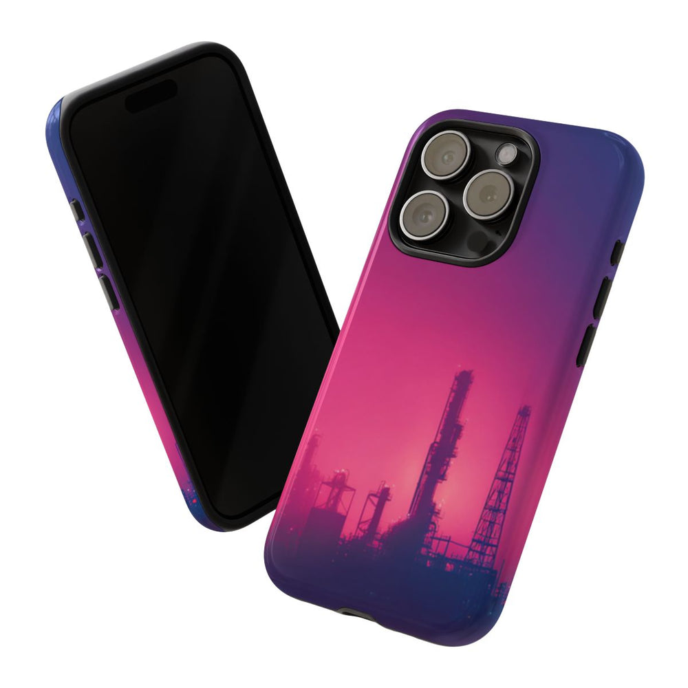 Industrieel Silhouet met Neon Gloed