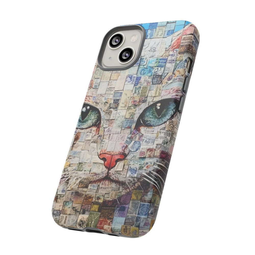 Kattengezicht Collage met Blauwe Achtergrond