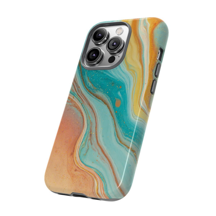 Oranje en Teal Marmer Abstract