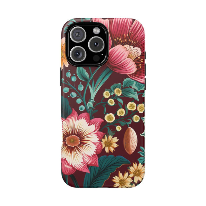 Botanisch Bloemenpatroon in Amber en Teal