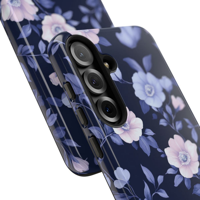 Elegant Blauw-Roze Bloemenpatroon