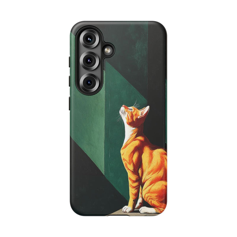 Oranje Kat in Surrealistisch Geometrisch Decor