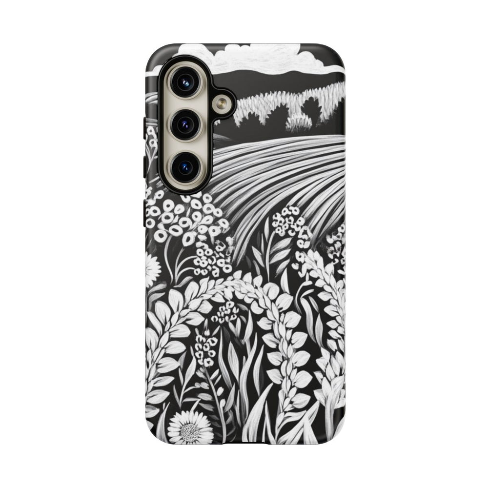 Zwart-Witte Folklore Bloemenlandschap