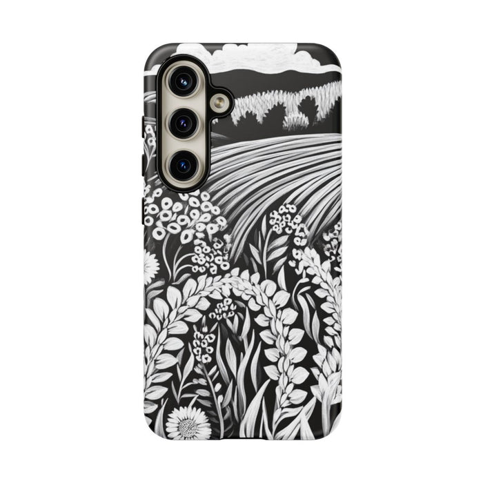 Zwart-Witte Folklore Bloemenlandschap