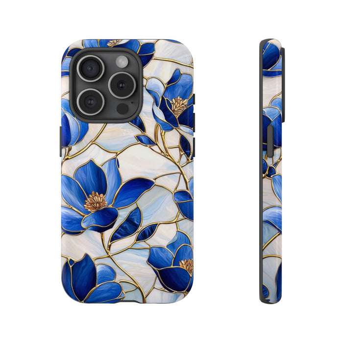 Blauw Gebloemd Glas-in-loodpatroon