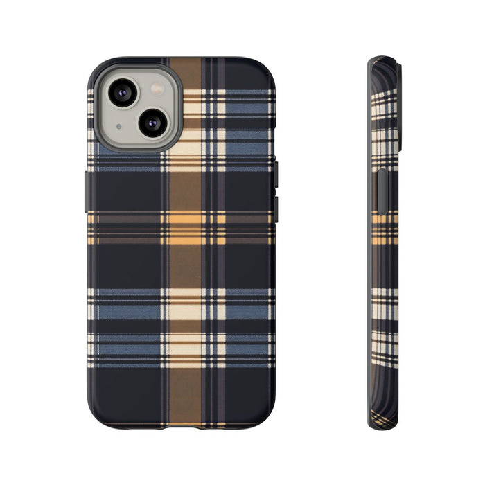 Caramel en Donkerblauw Geruit Patroon