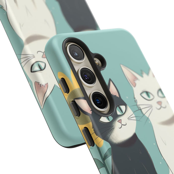 Twee Cartoonkatten met Zonnebloem