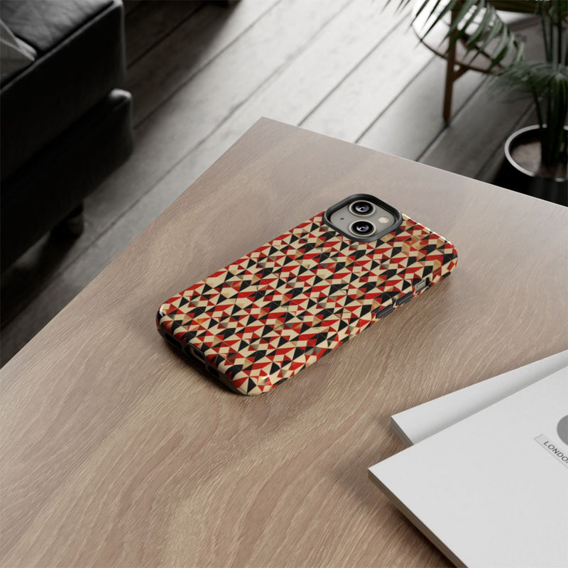 Geometrisch Abstract Patroon in Rood en Zwart