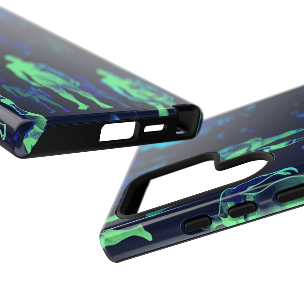 Blauw-Groene Neon Figurenpatroon