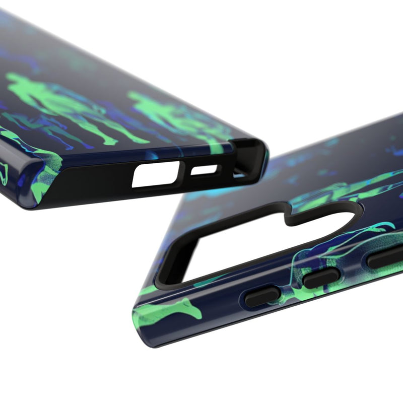 Blauw-Groene Neon Figurenpatroon