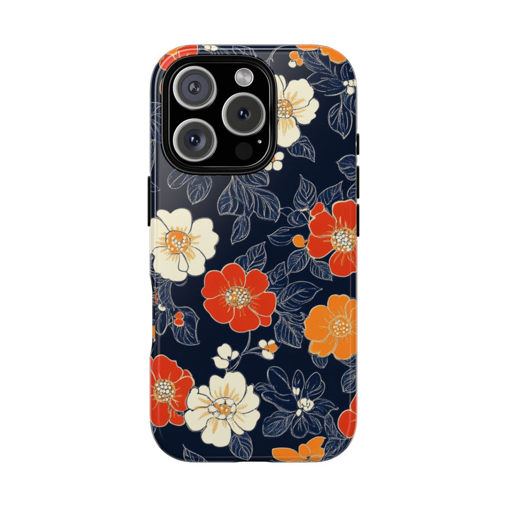 Oranje en Witte Bloemenprint