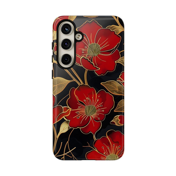 Rood-Gouden Bloemenpatroon