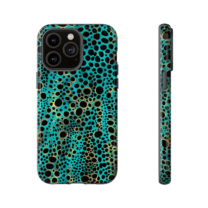 Turquoise en Zwart Abstract Stippenpatroon