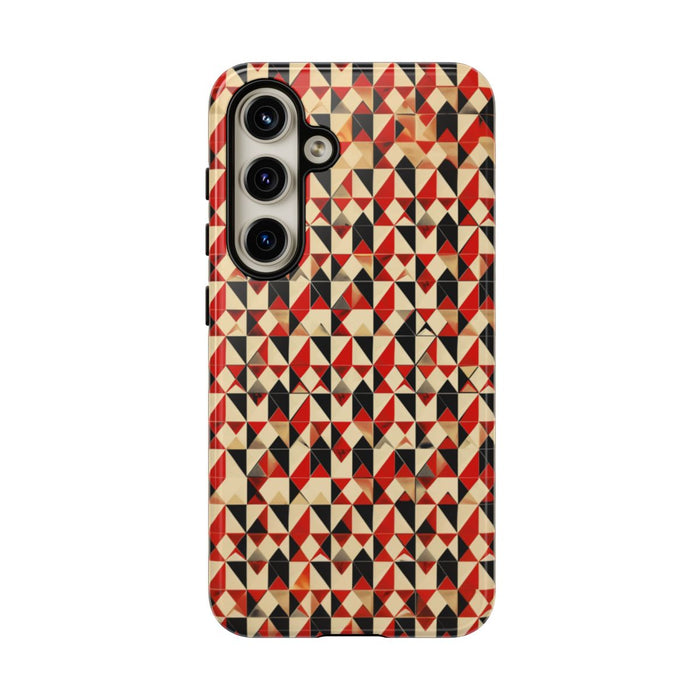 Geometrisch Abstract Patroon in Rood en Zwart