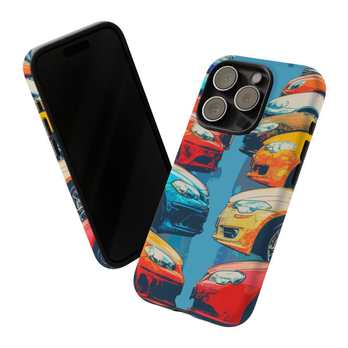 Kleurrijke Moderne Auto's in Lijntekening