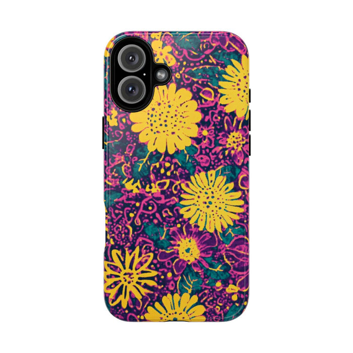Gele en Paarse Bloemenprint