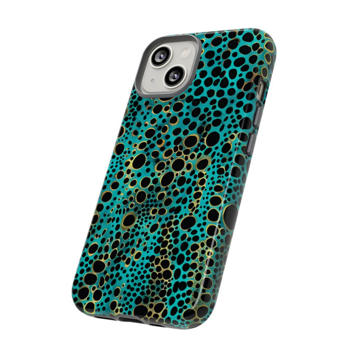 Turquoise en Zwart Abstract Stippenpatroon