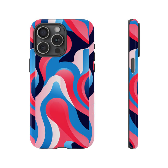 Blauw-Rood Abstract Golvend Patroon
