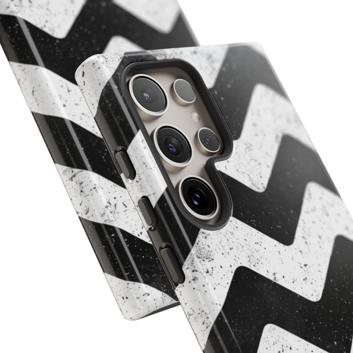 Zwart-Wit Zigzagpatroon met Vintage Effect