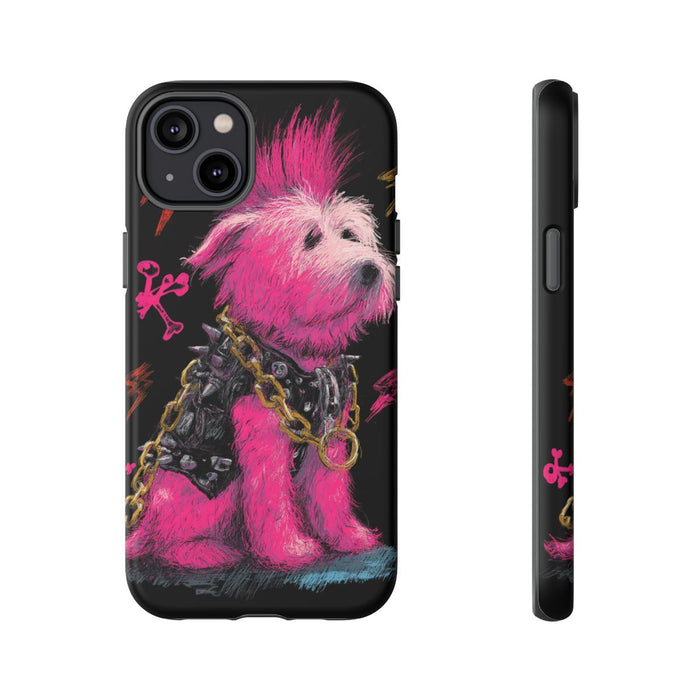 Punk Hond met Roze Hanenkam Illustratie