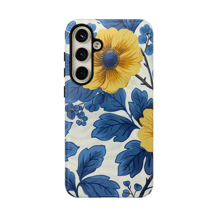 Blauw-Geel Bloemenpatroon