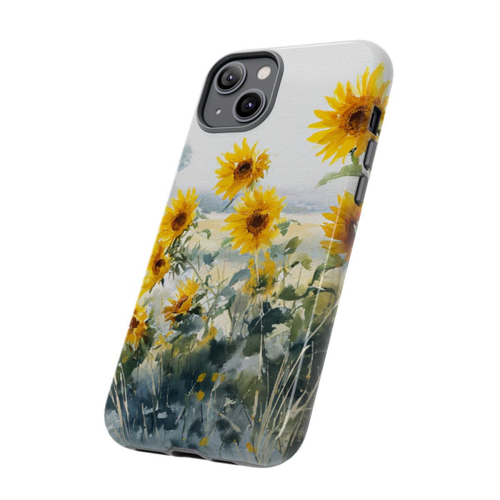 Gele Zonnebloemen in Pastelkleurig Landschap