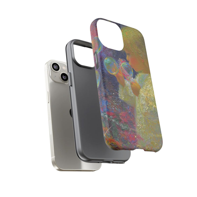 Engel die Zeepbellen Blaast tussen Bloemen