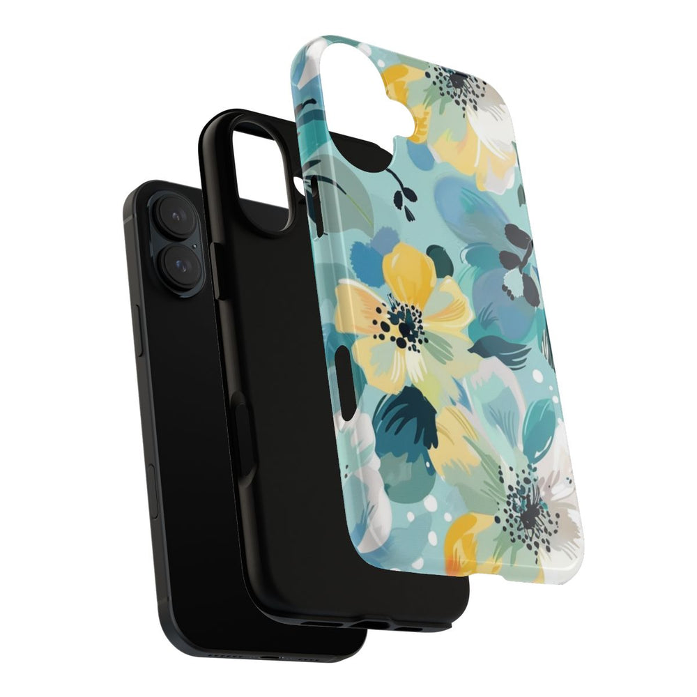 Turquoise Bloemenpatroon met Stippen