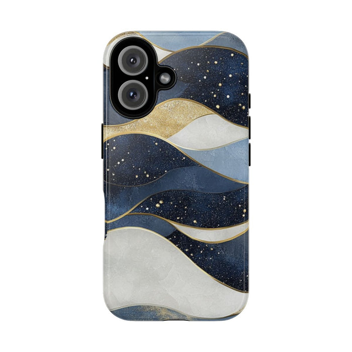 Abstract Blauw-Goud Golvenpatroon