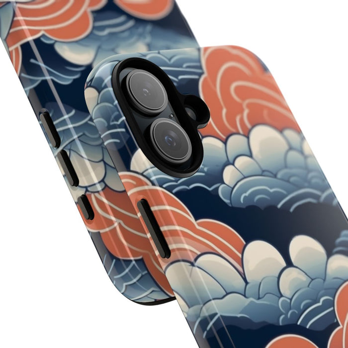 Gestileerd Wolkenpatroon in Blauw en Oranje